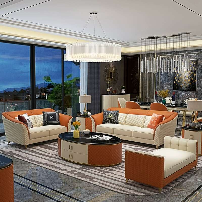 Latest Italian Luxury Style Modern Sectional Sofa Light Luxury Simple ...