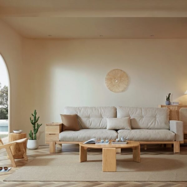 ash wood modern fabric Lobby sofa set